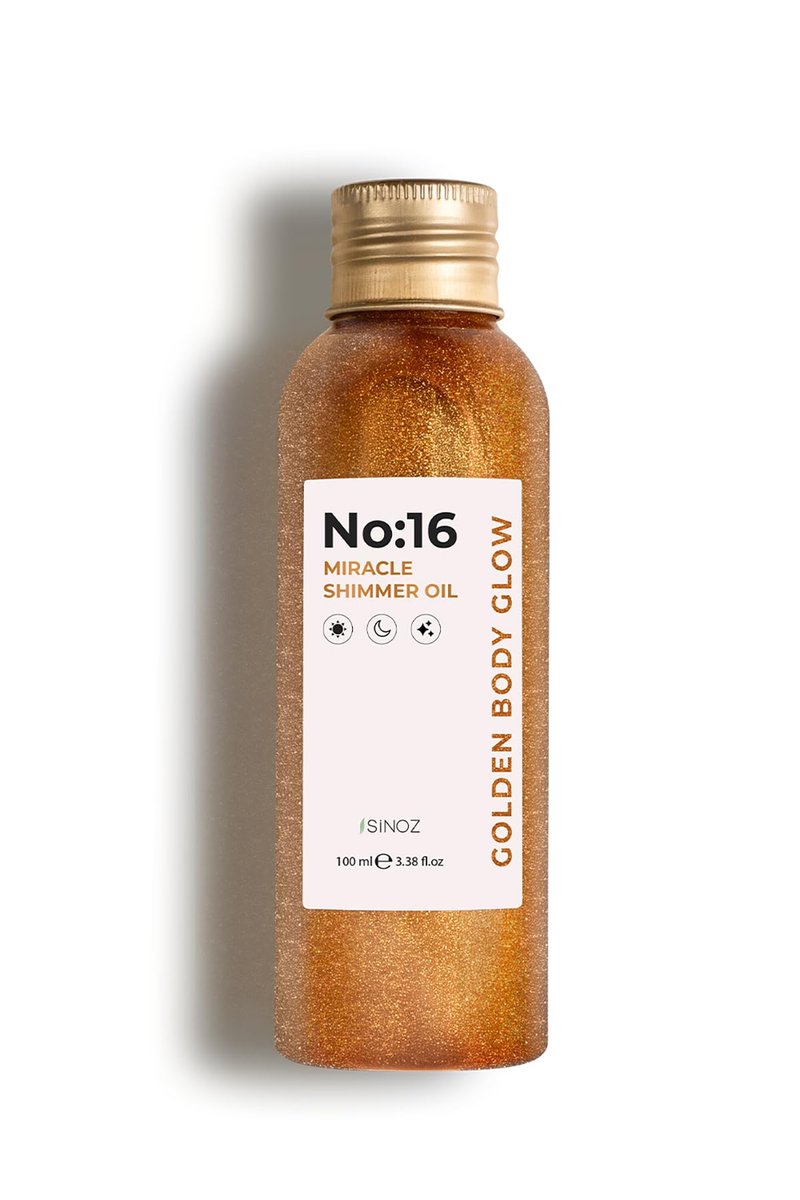 Sinoz No:16 Miracle Shimmer Oil – Golden Glow for Body & Hair with 16 Natural Oils, Lightweight & Non-Greasy (3.38 fl oz) - görsel 2