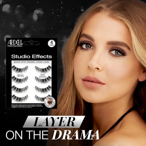 Ardell Studio Effects Demi Wispies False Eyelashes, Custom Layered Wispy Lashes for Natural Volume and Length, 4 Pack Avelisse