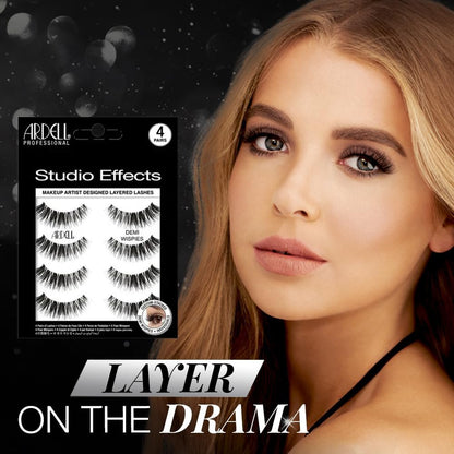Ardell Studio Effects Demi Wispies False Eyelashes, Custom Layered Wispy Lashes for Natural Volume and Length, 4 Pack Avelisse