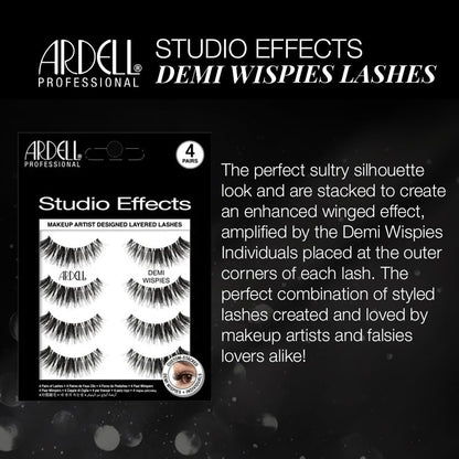 Ardell Studio Effects Demi Wispies False Eyelashes, Custom Layered Wispy Lashes for Natural Volume and Length, 4 Pack Avelisse