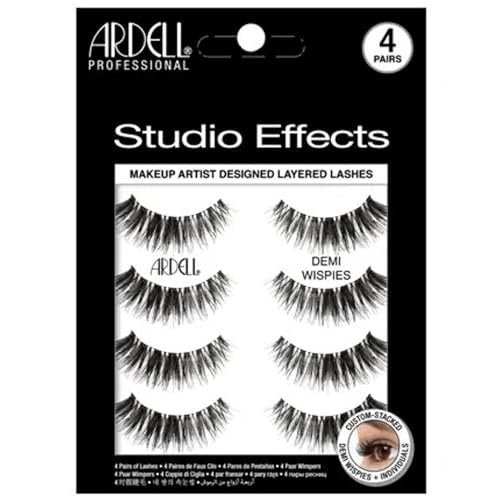 Ardell Studio Effects Demi Wispies False Eyelashes, Custom Layered Wispy Lashes for Natural Volume and Length, 4 Pack Avelisse