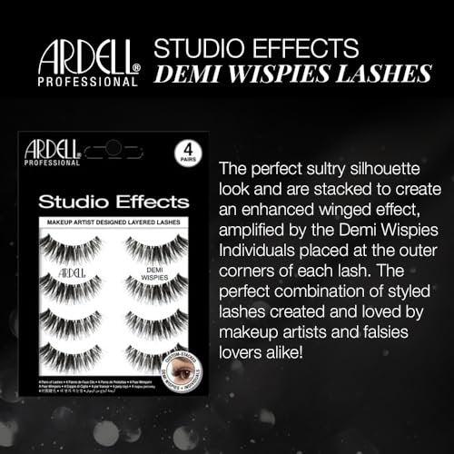 Ardell Studio Effects Demi Wispies False Eyelashes, Custom Layered Wispy Lashes for Natural Volume and Length, 4 Pack Avelisse