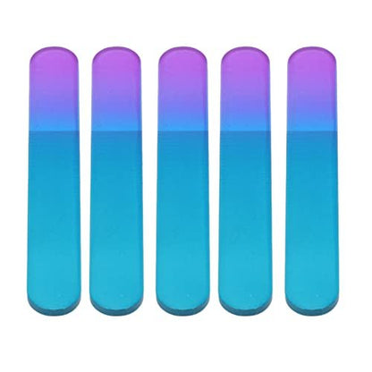 Ymiko 5-Pack Glass Nail Files with Cases – Double Sided Physical Polishing, Professional Manicure Tools, White