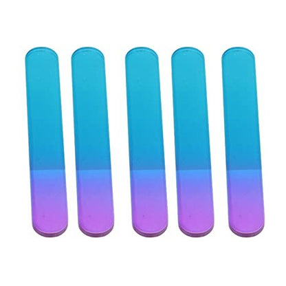 Ymiko 5-Pack Glass Nail Files with Cases – Double Sided Physical Polishing, Professional Manicure Tools, White