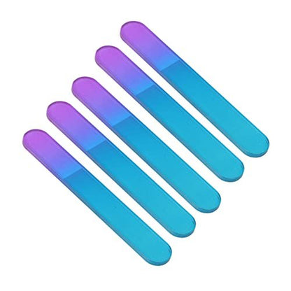 Ymiko 5-Pack Glass Nail Files with Cases – Double Sided Physical Polishing, Professional Manicure Tools, White