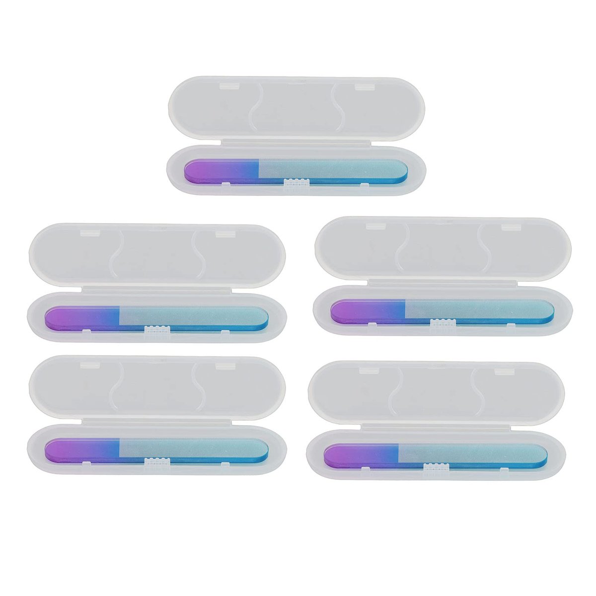 Ymiko 5-Pack Glass Nail Files with Cases – Double Sided Physical Polishing, Professional Manicure Tools, White - görsel 1