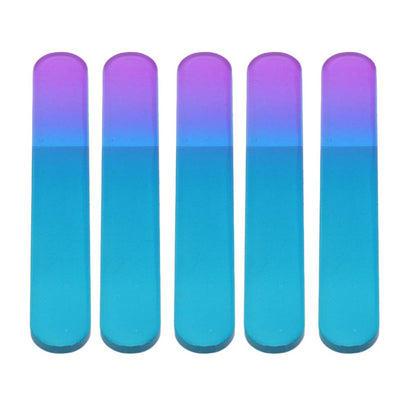 Ymiko 5-Pack Glass Nail Files with Cases – Double Sided Physical Polishing, Professional Manicure Tools, White