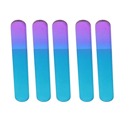 Ymiko 5-Pack Glass Nail Files with Cases – Double Sided Physical Polishing, Professional Manicure Tools, White