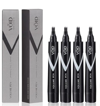 VOID Homme Beard Pen Filler for Men - Instant Beard Filler Pen Kit (Pack of 4) - Waterproof Beard Liner & Marker - Black Avelisse