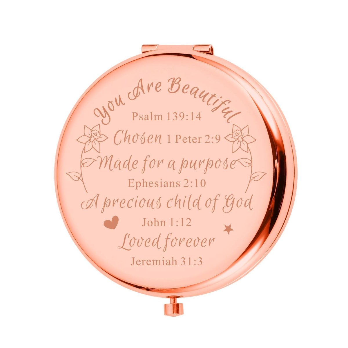 Christian Gifts for Teen Girls Women - Inspirational Bible Verse Compact Mirror - Rose Gold - görsel 2