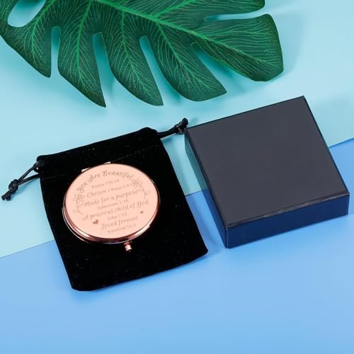 Christian Gifts for Teen Girls Women - Inspirational Bible Verse Compact Mirror - Rose Gold - görsel 13