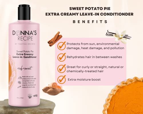 Donna's Recipe by Tabitha Brown – Sweet Potato Pie Extra-Creamy Leave-In Conditioner – Deep Moisture & Curl Definition – Sulfate-Free – 8 oz Avelisse