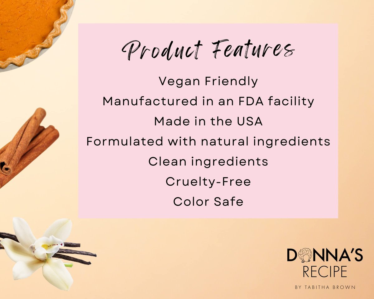 Donna's Recipe by Tabitha Brown – Sweet Potato Pie Extra-Creamy Leave-In Conditioner – Deep Moisture & Curl Definition – Sulfate-Free – 8 oz Avelisse