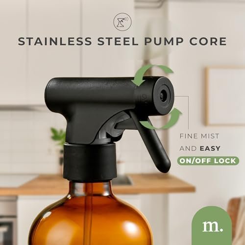 MaisoNovo Glass Spray Bottle - 16.9 fl oz Amber x 2 with 16 Labels Avelisse