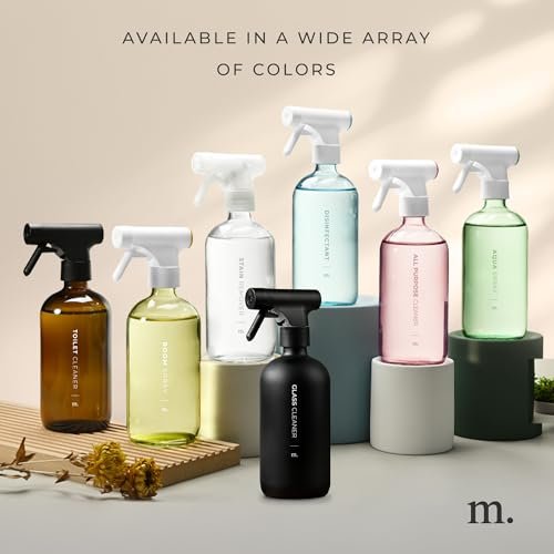 MaisoNovo Glass Spray Bottle - 16.9 fl oz Amber x 2 with 16 Labels Avelisse