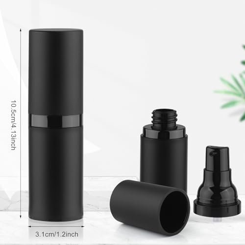 BOSMIOW 5-Pack 15ml Black Airless Pump Bottles – Empty Frosted Vacuum Lotion Dispensers for Foundation, Cream, Essential Oils & More - görsel 4