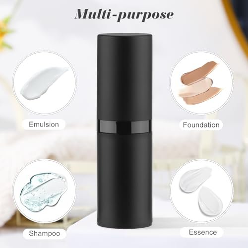 BOSMIOW 5-Pack 15ml Black Airless Pump Bottles – Empty Frosted Vacuum Lotion Dispensers for Foundation, Cream, Essential Oils & More - görsel 12