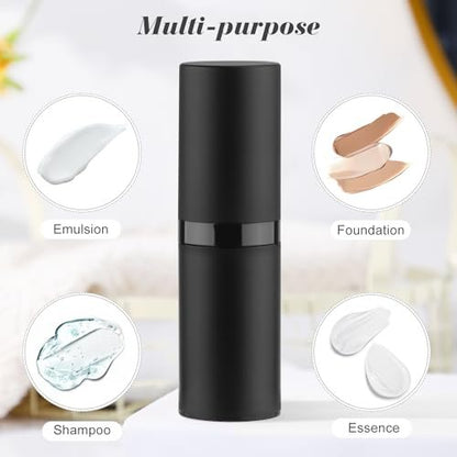 BOSMIOW 5-Pack 15ml Black Airless Pump Bottles – Empty Frosted Vacuum Lotion Dispensers for Foundation, Cream, Essential Oils & More