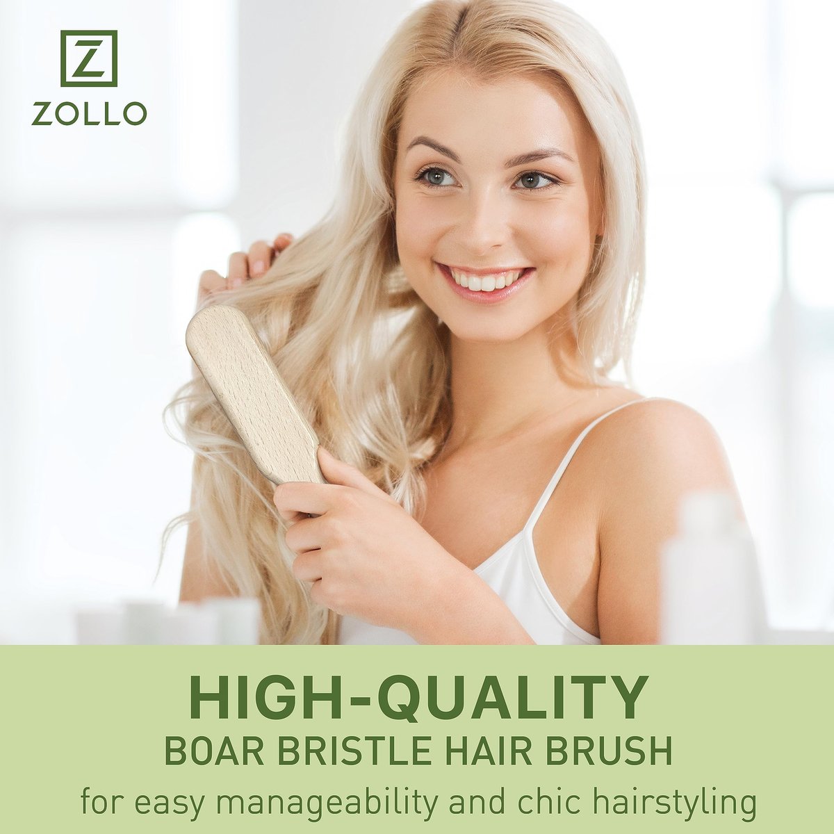 Natural Boar Bristle Hair Brush for Women, Men, Kids - Dry and Wet Detangling Hair Brush Gently Enhances Shine, Smooths Frizz and Prevents Breakage in Fine, Straight, Thick, Curly Hair (Long, Green) - görsel 11