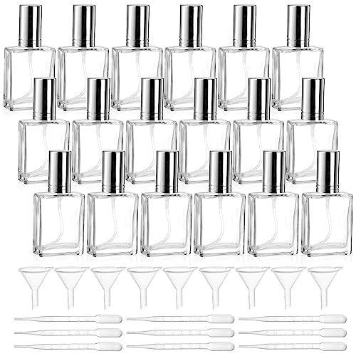 Foraineam 18-Pack Clear Glass Fine Mist Atomizer Spray Bottles – 15ml Refillable Mini Perfume Bottles with Droppers and Funnels Avelisse