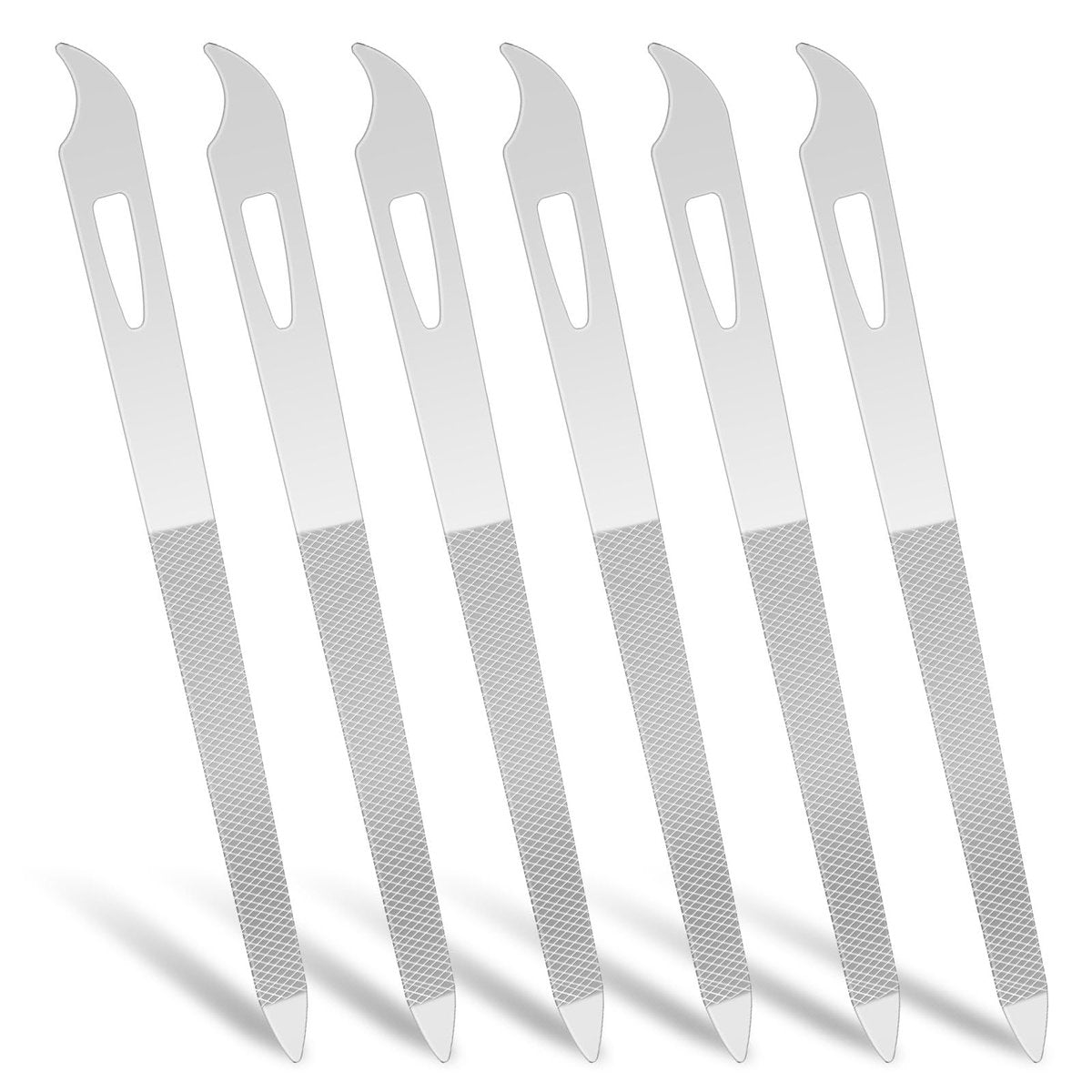 Professional 6-Piece Stainless Steel Nail File Set with Cleaner Tip - Double Sided, Diamond Buffer for Natural Nails - görsel 1