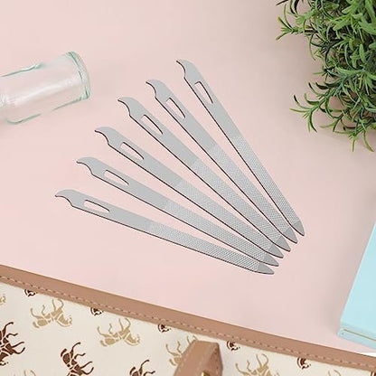 Professional 6-Piece Stainless Steel Nail File Set with Cleaner Tip - Double Sided, Diamond Buffer for Natural Nails