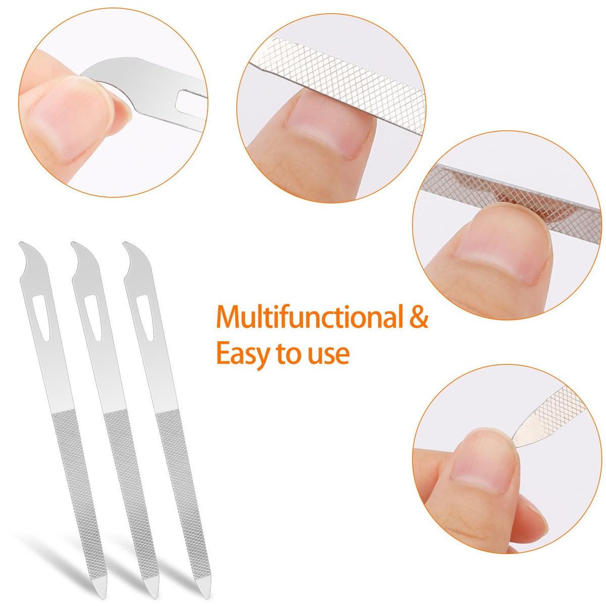 Professional 6-Piece Stainless Steel Nail File Set with Cleaner Tip - Double Sided, Diamond Buffer for Natural Nails - görsel 7