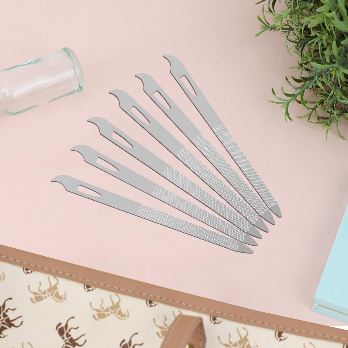 Professional 6-Piece Stainless Steel Nail File Set with Cleaner Tip - Double Sided, Diamond Buffer for Natural Nails - görsel 3