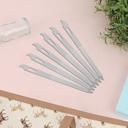 Professional 6-Piece Stainless Steel Nail File Set with Cleaner Tip - Double Sided, Diamond Buffer for Natural Nails