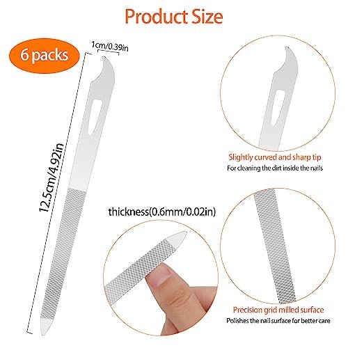 Professional 6-Piece Stainless Steel Nail File Set with Cleaner Tip - Double Sided, Diamond Buffer for Natural Nails - görsel 10