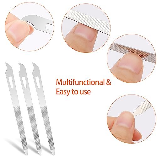 Professional 6-Piece Stainless Steel Nail File Set with Cleaner Tip - Double Sided, Diamond Buffer for Natural Nails - görsel 8