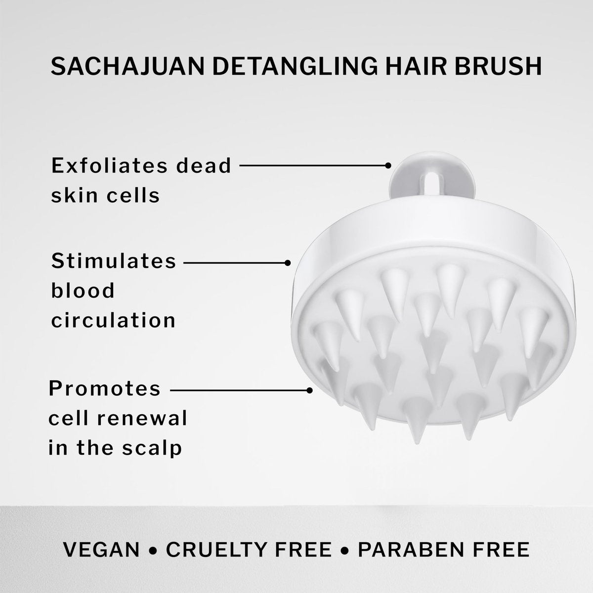 SACHAJUAN Scalp Brush - Gentle Exfoliating Brush for Scalp Care, Removes Buildup, Stimulates Circulation & Supports Healthy Hair Growth, Flexible Bristles for Wet or Dry Use, White - görsel 3