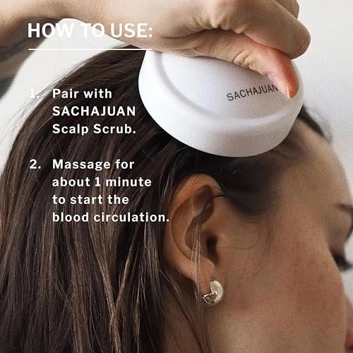 SACHAJUAN Scalp Brush - Gentle Exfoliating Brush for Scalp Care, Removes Buildup, Stimulates Circulation & Supports Healthy Hair Growth, Flexible Bristles for Wet or Dry Use, White - görsel 6