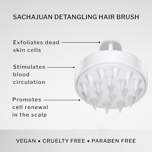 SACHAJUAN Scalp Brush - Gentle Exfoliating Brush for Scalp Care, Removes Buildup, Stimulates Circulation & Supports Healthy Hair Growth, Flexible Bristles for Wet or Dry Use, White - görsel 4