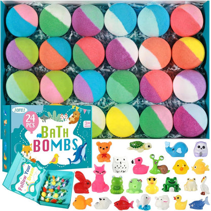 24-Pack Bath Bombs for Kids with Surprise Toys Inside – Colorful Fizzies for Girls and Boys Avelisse