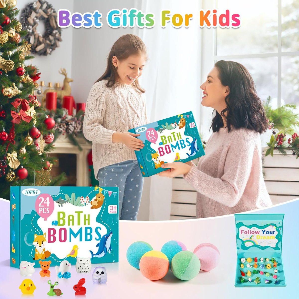 24-Pack Bath Bombs for Kids with Surprise Toys Inside – Colorful Fizzies for Girls and Boys Avelisse