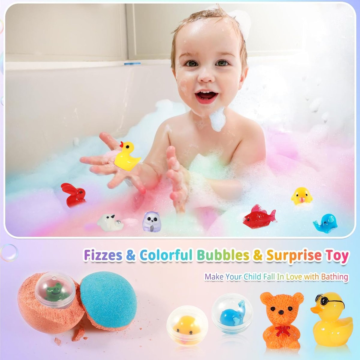 24-Pack Bath Bombs for Kids with Surprise Toys Inside – Colorful Fizzies for Girls and Boys Avelisse