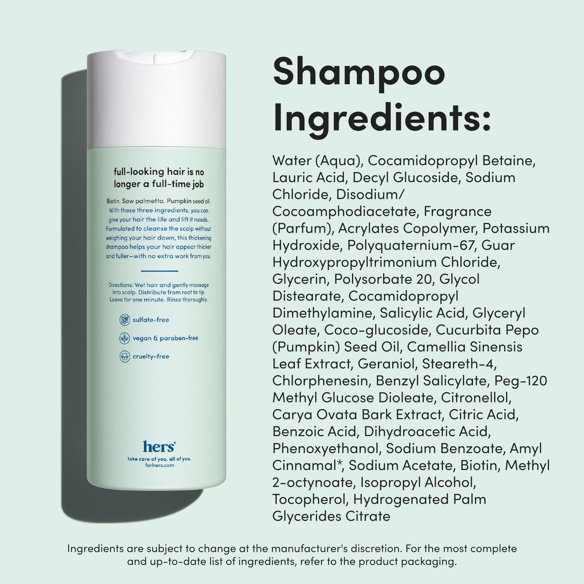 Hers Triple Threat Shampoo, Conditioner, and 2% Minoxidil Set - Biotin, Saw Palmetto, & Pumpkin Seed Oil - Supports Hair Regrowth for Women - Color-Safe & Paraben-Free - Napa Rose Scent - 3 Count Avelisse