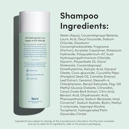 Hers Triple Threat Shampoo, Conditioner, and 2% Minoxidil Set - Biotin, Saw Palmetto, & Pumpkin Seed Oil - Supports Hair Regrowth for Women - Color-Safe & Paraben-Free - Napa Rose Scent - 3 Count Avelisse