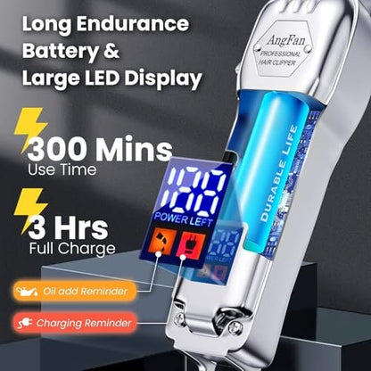 AngFan Professional Hair Clippers for Men - Cordless Clippers & Trimmers Set with LCD Display, 7200RPM High-Speed Motor, 5H Runtime, Wall-Mountable Barber Tools for Home Use & Professional Barbers Avelisse