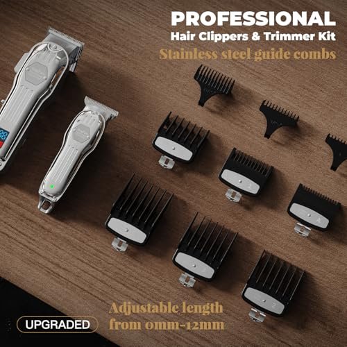 AngFan Professional Hair Clippers for Men - Cordless Clippers & Trimmers Set with LCD Display, 7200RPM High-Speed Motor, 5H Runtime, Wall-Mountable Barber Tools for Home Use & Professional Barbers Avelisse