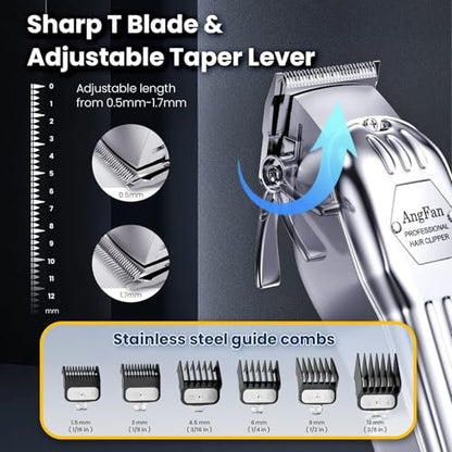AngFan Professional Hair Clippers for Men - Cordless Clippers & Trimmers Set with LCD Display, 7200RPM High-Speed Motor, 5H Runtime, Wall-Mountable Barber Tools for Home Use & Professional Barbers Avelisse