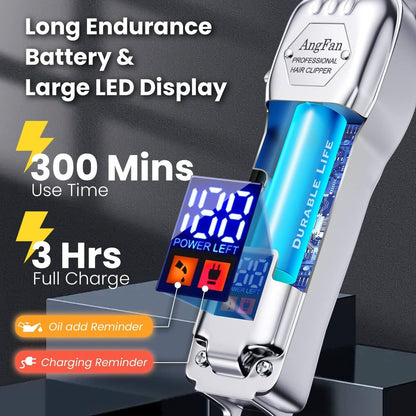 AngFan Professional Hair Clippers for Men - Cordless Clippers & Trimmers Set with LCD Display, 7200RPM High-Speed Motor, 5H Runtime, Wall-Mountable Barber Tools for Home Use & Professional Barbers Avelisse