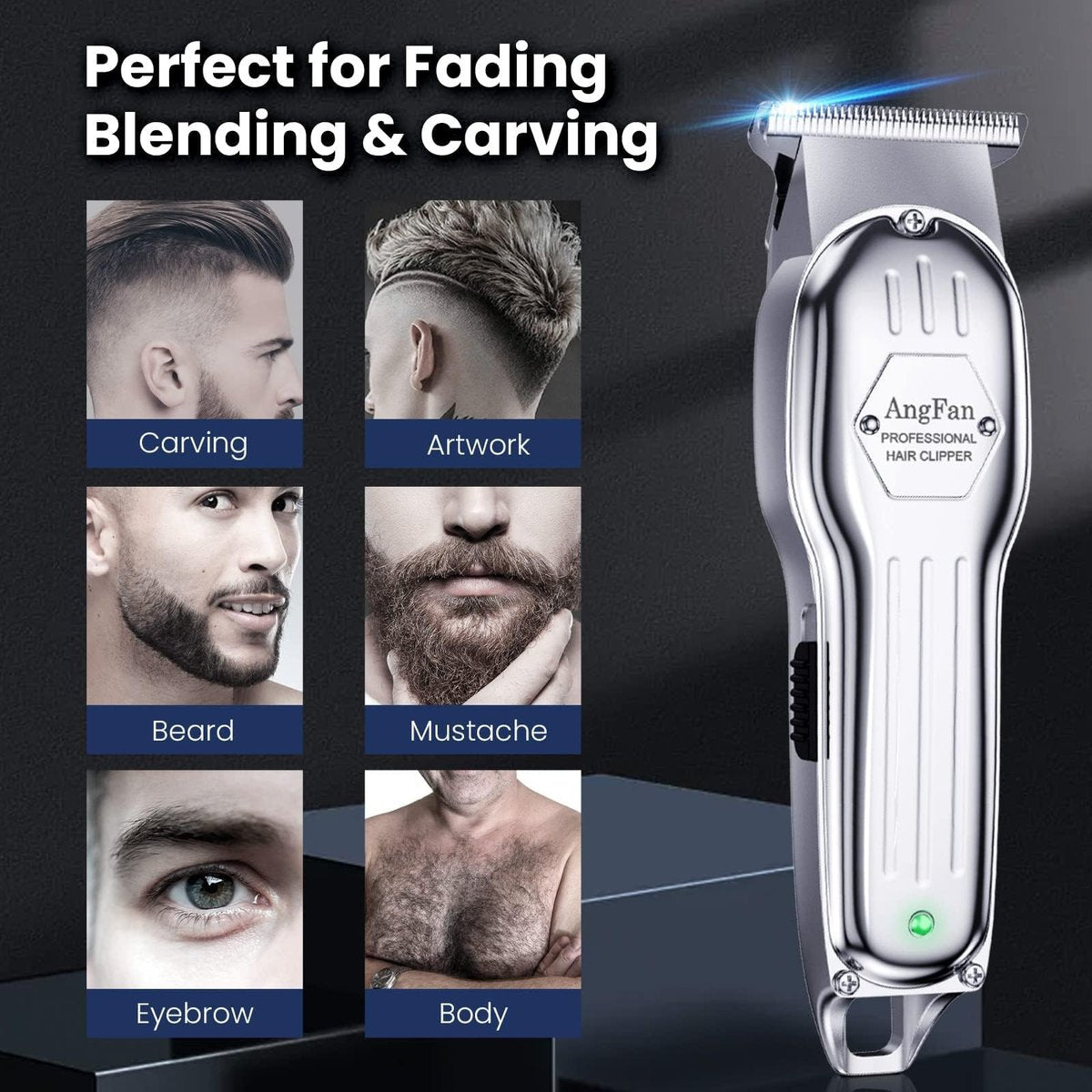 AngFan Professional Hair Clippers for Men - Cordless Clippers & Trimmers Set with LCD Display, 7200RPM High-Speed Motor, 5H Runtime, Wall-Mountable Barber Tools for Home Use & Professional Barbers Avelisse