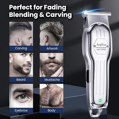AngFan Professional Hair Clippers for Men - Cordless Clippers & Trimmers Set with LCD Display, 7200RPM High-Speed Motor, 5H Runtime, Wall-Mountable Barber Tools for Home Use & Professional Barbers Avelisse