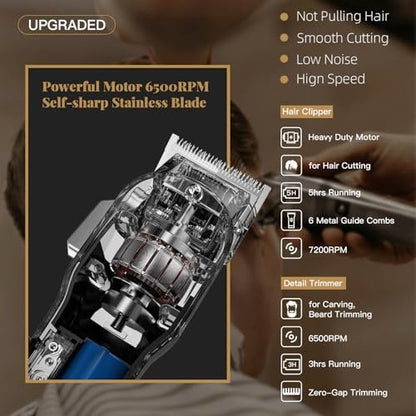 AngFan Professional Hair Clippers for Men - Cordless Clippers & Trimmers Set with LCD Display, 7200RPM High-Speed Motor, 5H Runtime, Wall-Mountable Barber Tools for Home Use & Professional Barbers Avelisse