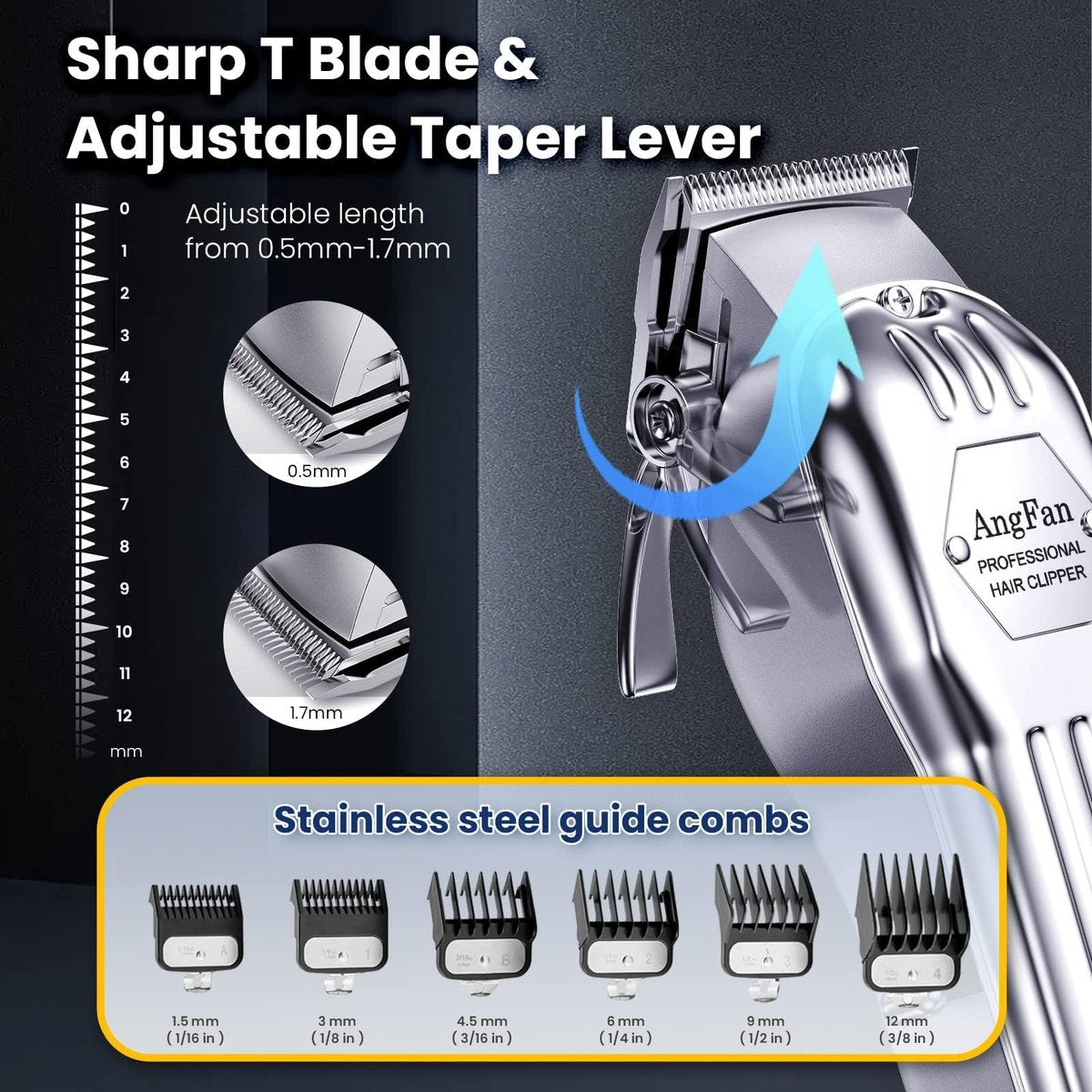 AngFan Professional Hair Clippers for Men - Cordless Clippers & Trimmers Set with LCD Display, 7200RPM High-Speed Motor, 5H Runtime, Wall-Mountable Barber Tools for Home Use & Professional Barbers Avelisse