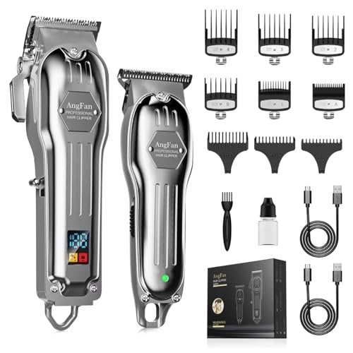 AngFan Professional Hair Clippers for Men - Cordless Clippers & Trimmers Set with LCD Display, 7200RPM High-Speed Motor, 5H Runtime, Wall-Mountable Barber Tools for Home Use & Professional Barbers Avelisse