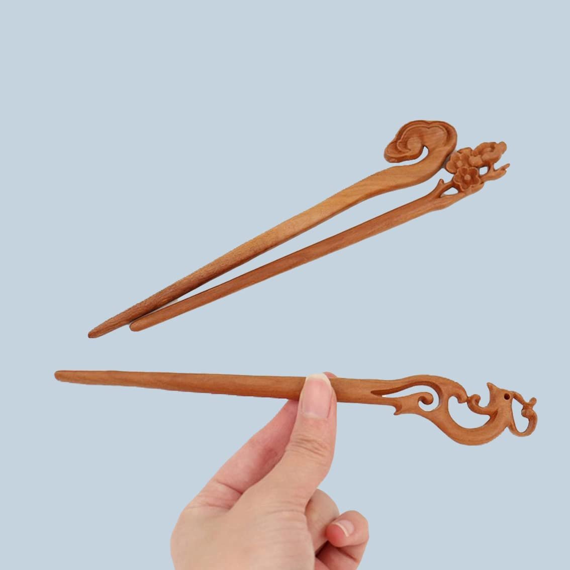 Leadigol 8 PCS Wooden Hair Sticks - Chinese Wood Hair Forks for Women, Vintage Hair Pins, Japanese Hair Chopsticks for Bun Maker - görsel 7