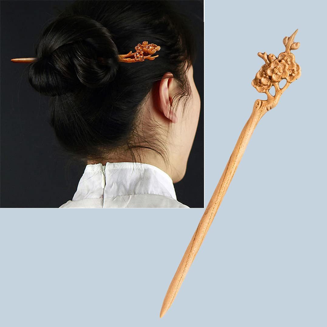 Leadigol 8 PCS Wooden Hair Sticks - Chinese Wood Hair Forks for Women, Vintage Hair Pins, Japanese Hair Chopsticks for Bun Maker - görsel 5
